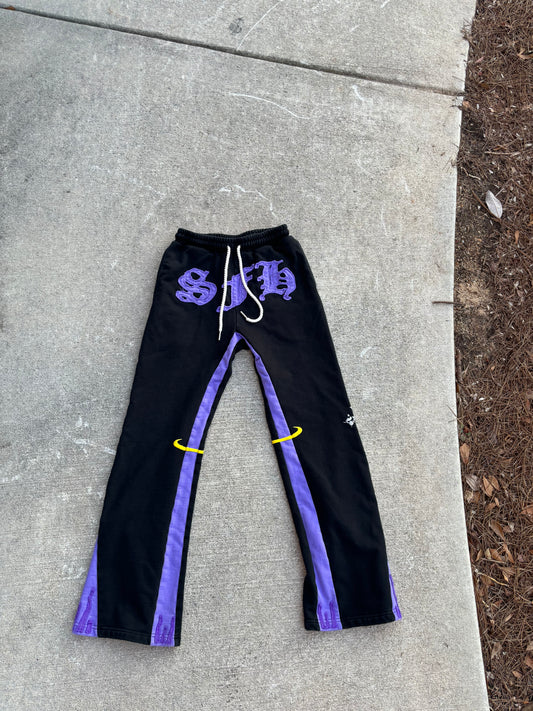 Black x Purple Flared Sweatpants
